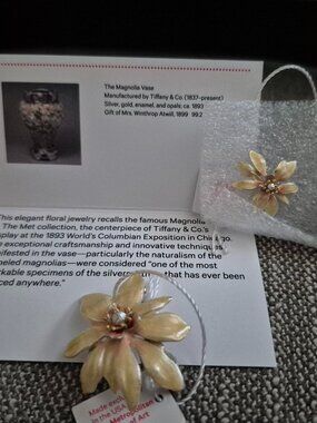 The Met Magnolia ear rings and pin set